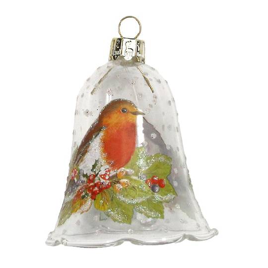 Glass Bell Clear, Robin 8cm *ETA Nov